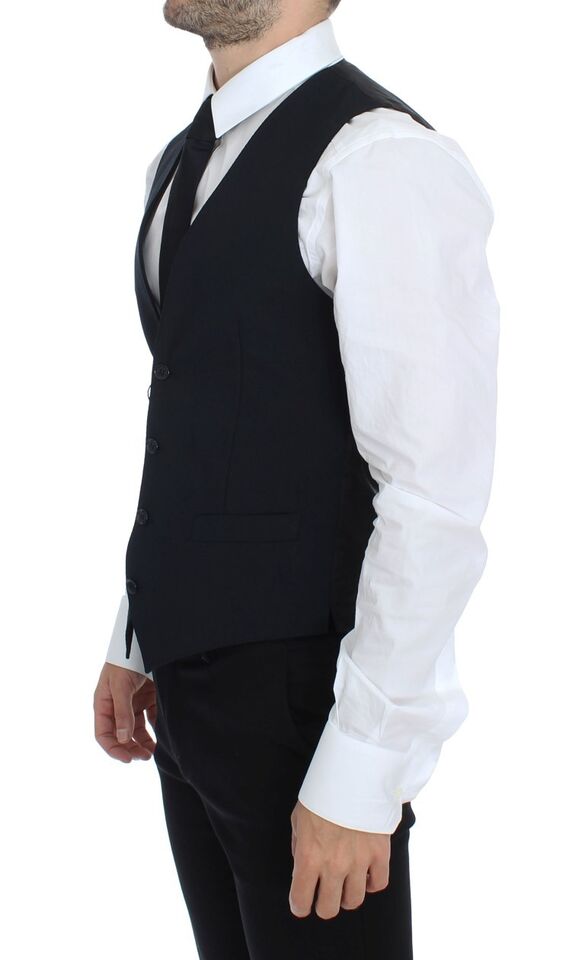 Dolce & Gabbana Blue Wool Formal Dress Vest Gilet Dolce & Gabbana