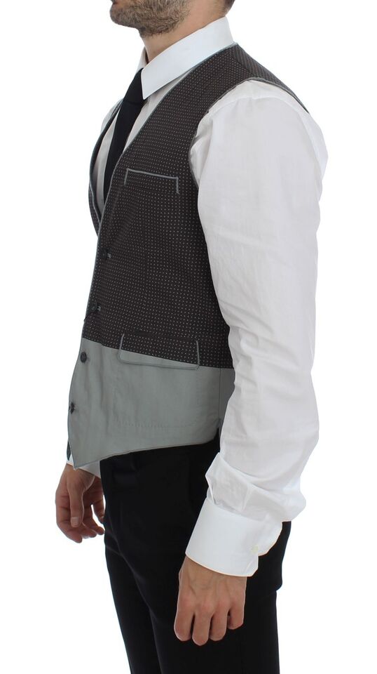 Dolce & Gabbana Gray Polka Dot Dress Vest Gilet Weste Dolce & Gabbana
