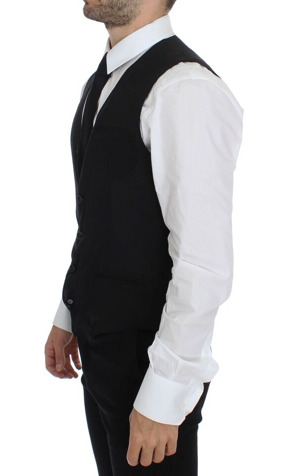 Dolce & Gabbana Black Wool Formal Dress Vest Gilet Jacket Dolce & Gabbana