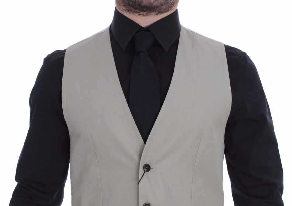 Dolce & Gabbana Beige Silk Blend Dress Formal Vest Gilet Dolce & Gabbana