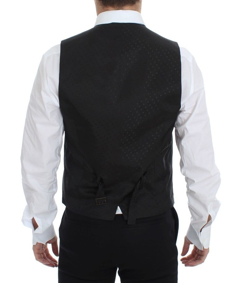 Dolce & Gabbana Black Wool Silk Stretch Dress Vest Blazer Dolce & Gabbana