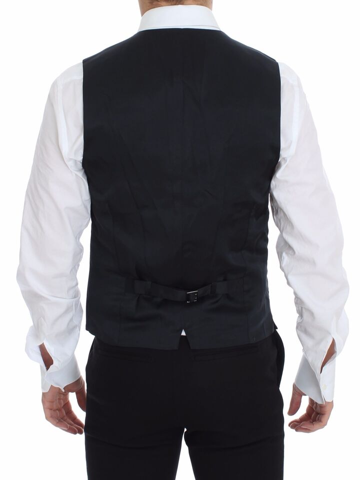 Dolce & Gabbana Blue Cotton Stretch Dress Vest Blazer Dolce & Gabbana