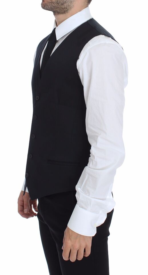 Dolce & Gabbana Blue Cotton Stretch Dress Vest Blazer Dolce & Gabbana