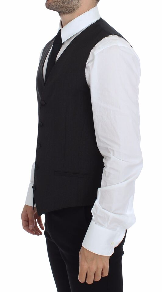 Dolce & Gabbana Gray Wool Stretch Dress Vest Blazer Dolce & Gabbana