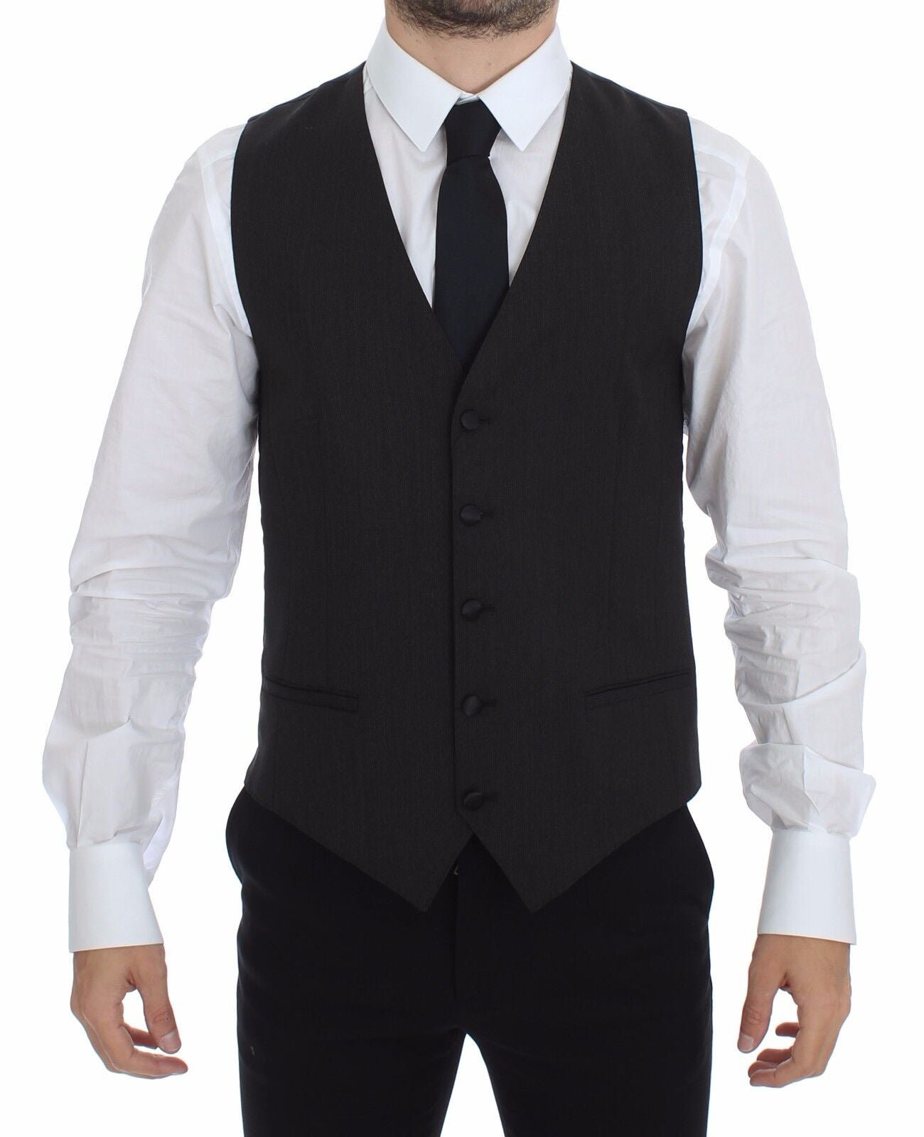 Dolce & Gabbana Gray Wool Stretch Dress Vest Blazer Dolce & Gabbana
