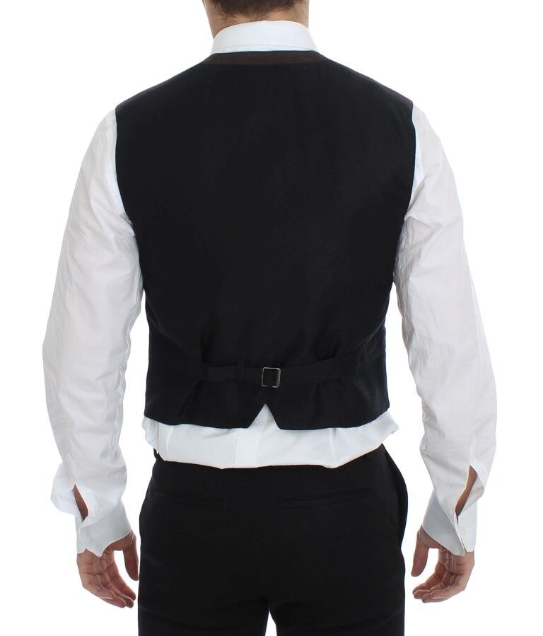 Dolce & Gabbana Brown Cotton Blend Dress Vest Gilet Dolce & Gabbana