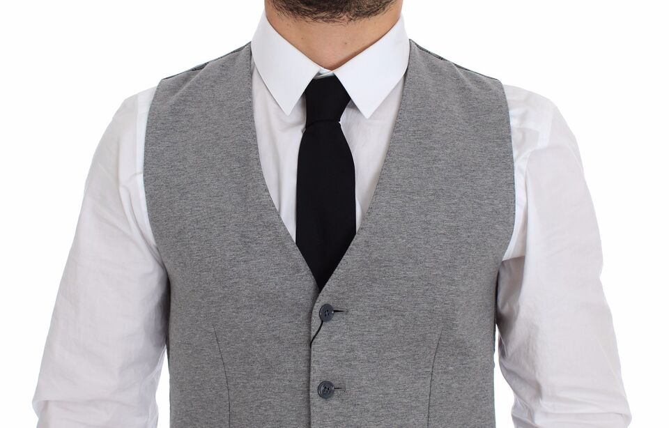 Dolce & Gabbana Gray Cotton Stretch Dress Vest Blazer Dolce & Gabbana