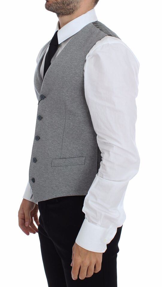 Dolce & Gabbana Gray Cotton Stretch Dress Vest Blazer Dolce & Gabbana