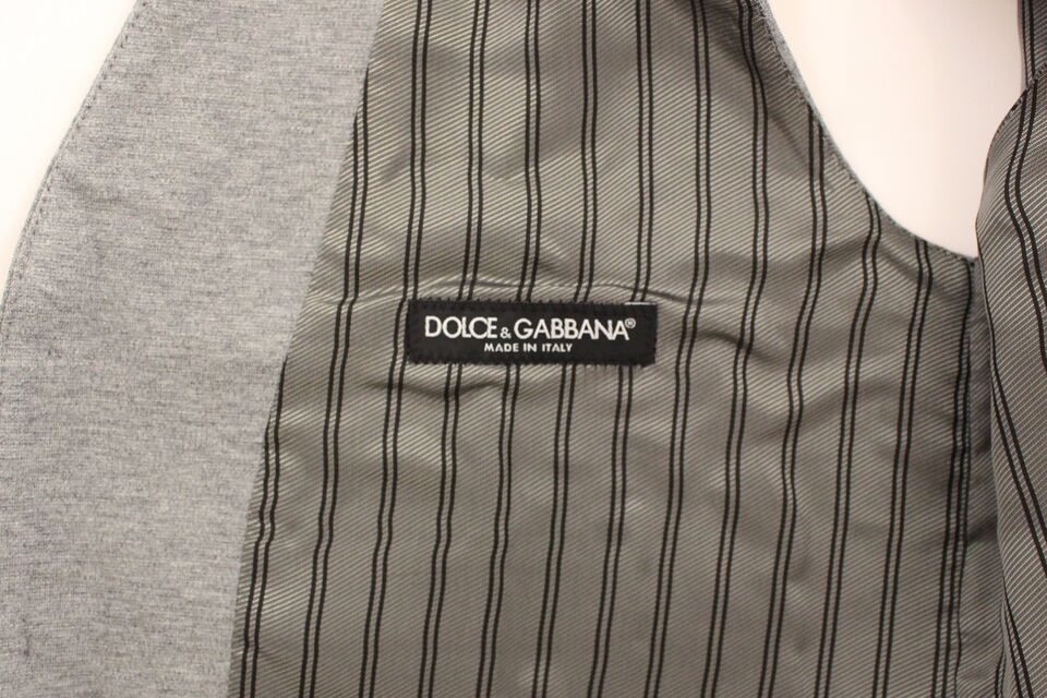 Dolce & Gabbana Gray Cotton Stretch Dress Vest Blazer Dolce & Gabbana