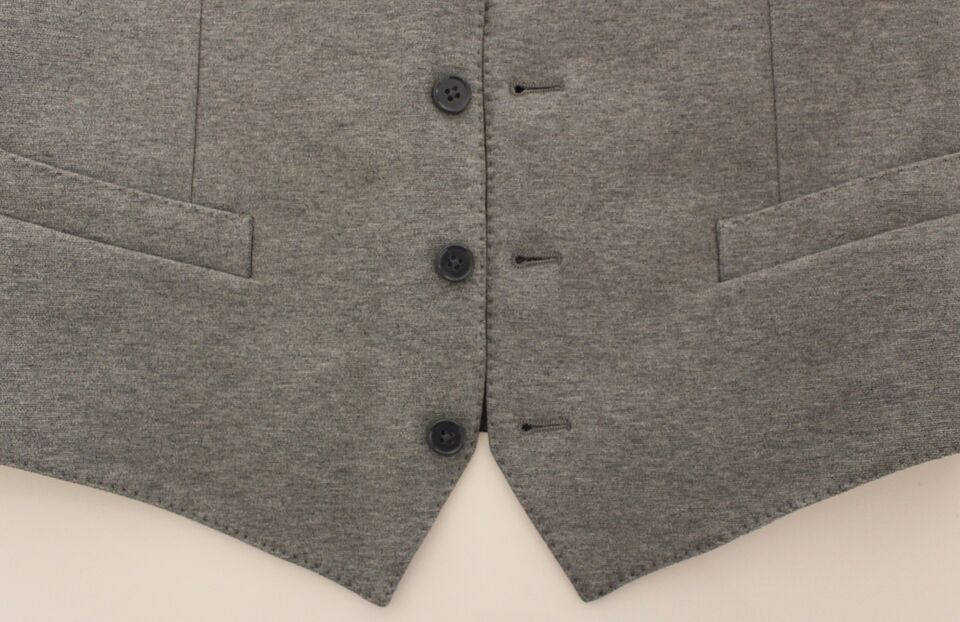 Dolce & Gabbana Gray Cotton Stretch Dress Vest Blazer Dolce & Gabbana