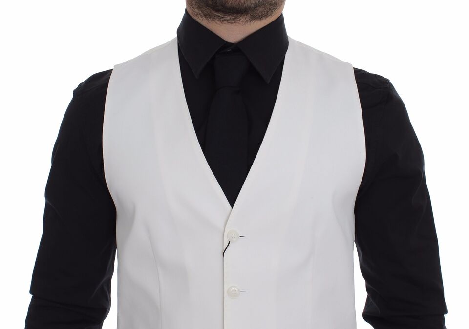Dolce & Gabbana White Cotton Silk Blend Dress Vest Blazer Dolce & Gabbana