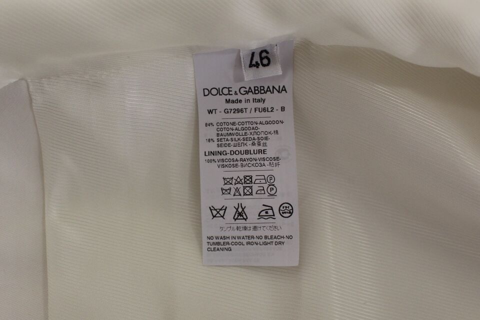 Dolce & Gabbana White Cotton Silk Blend Dress Vest Blazer Dolce & Gabbana