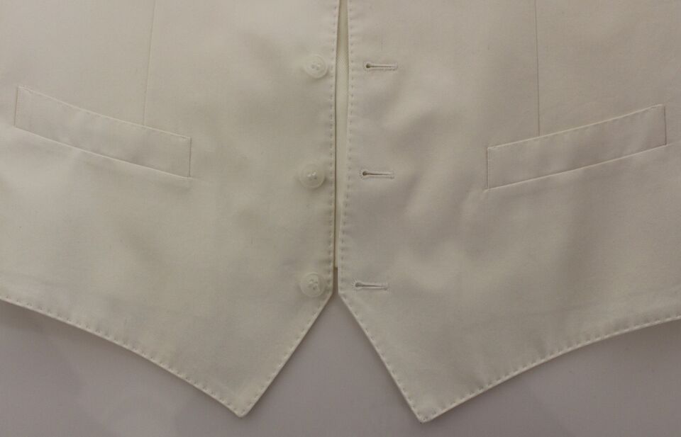 Dolce & Gabbana White Cotton Silk Blend Dress Vest Blazer Dolce & Gabbana