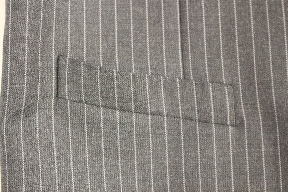 Dolce & Gabbana Gray Striped Wool Single Breasted Vest Dolce & Gabbana