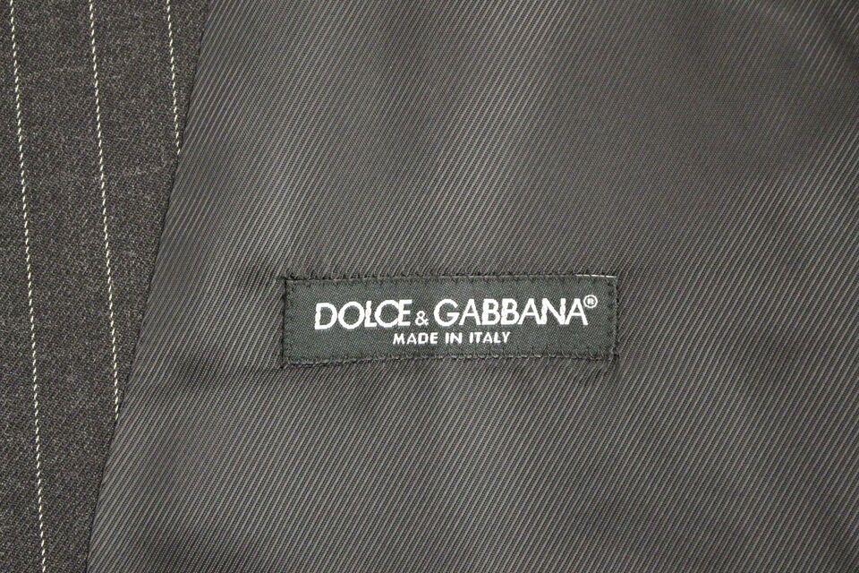 Dolce & Gabbana Gray Striped Wool Logo Vest Gilet Weste Dolce & Gabbana