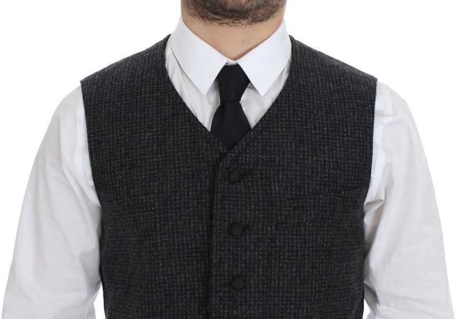 Dolce & Gabbana Gray Wool Blend Vest Gilet Weste Dolce & Gabbana