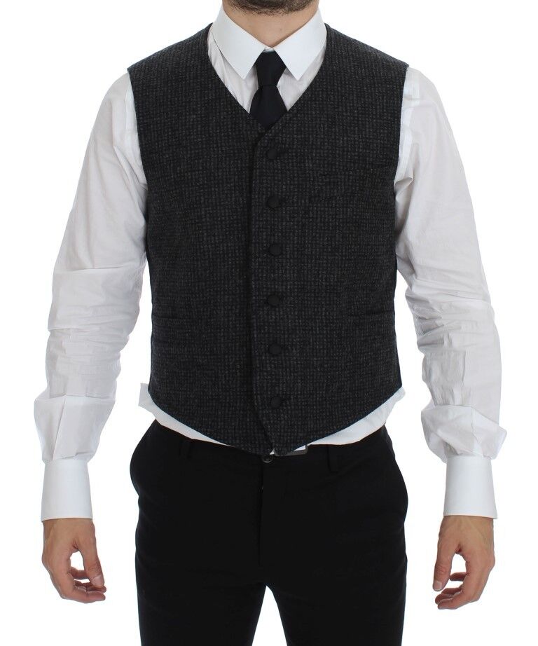 Dolce & Gabbana Gray Wool Blend Vest Gilet Weste Dolce & Gabbana