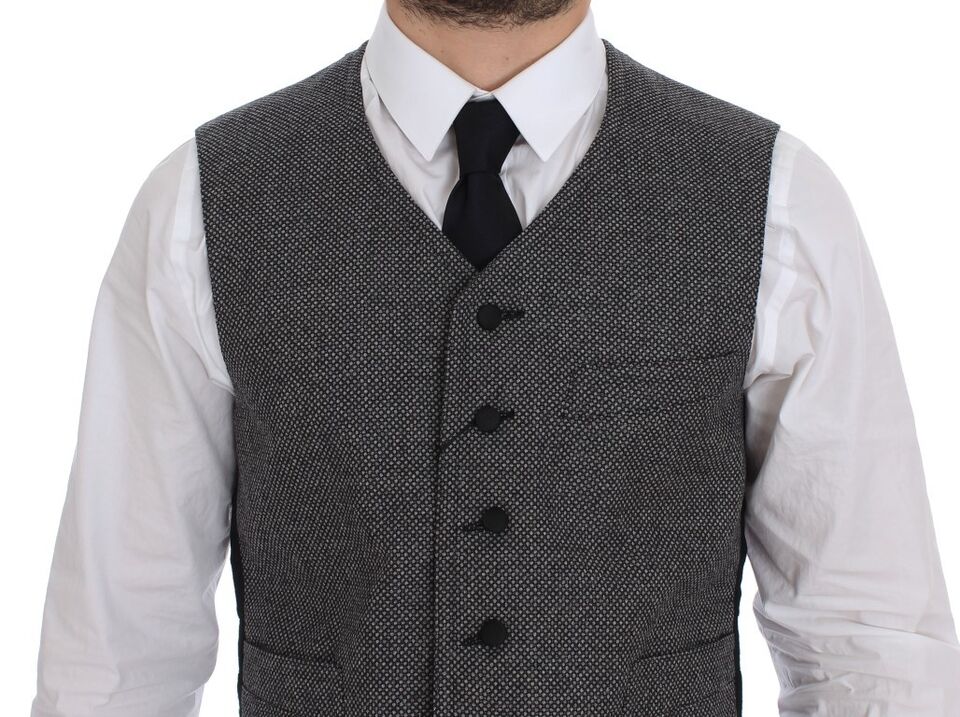 Dolce & Gabbana Gray Cotton Blend Logo Vest Gilet Weste Dolce & Gabbana