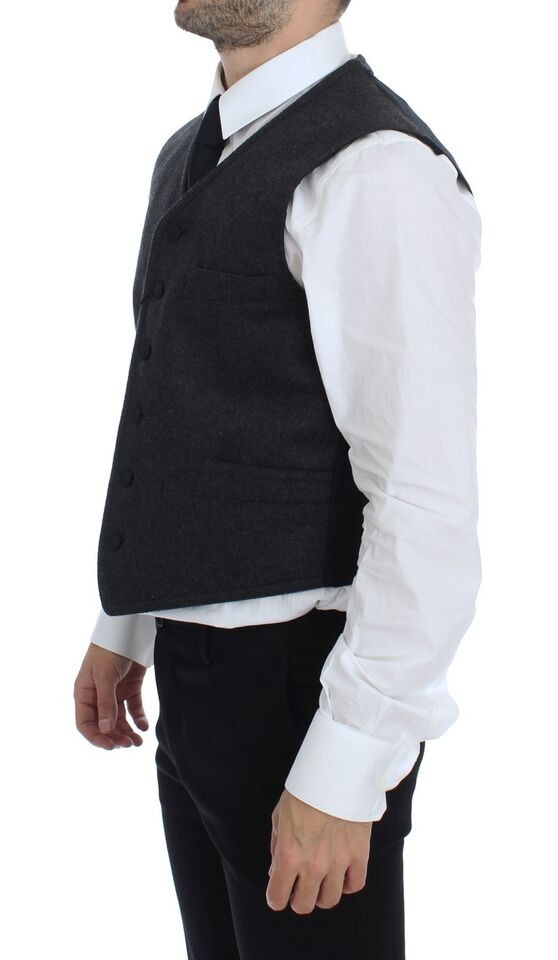 Dolce & Gabbana Gray Wool Blend Logo Vest Gilet Weste Dolce & Gabbana
