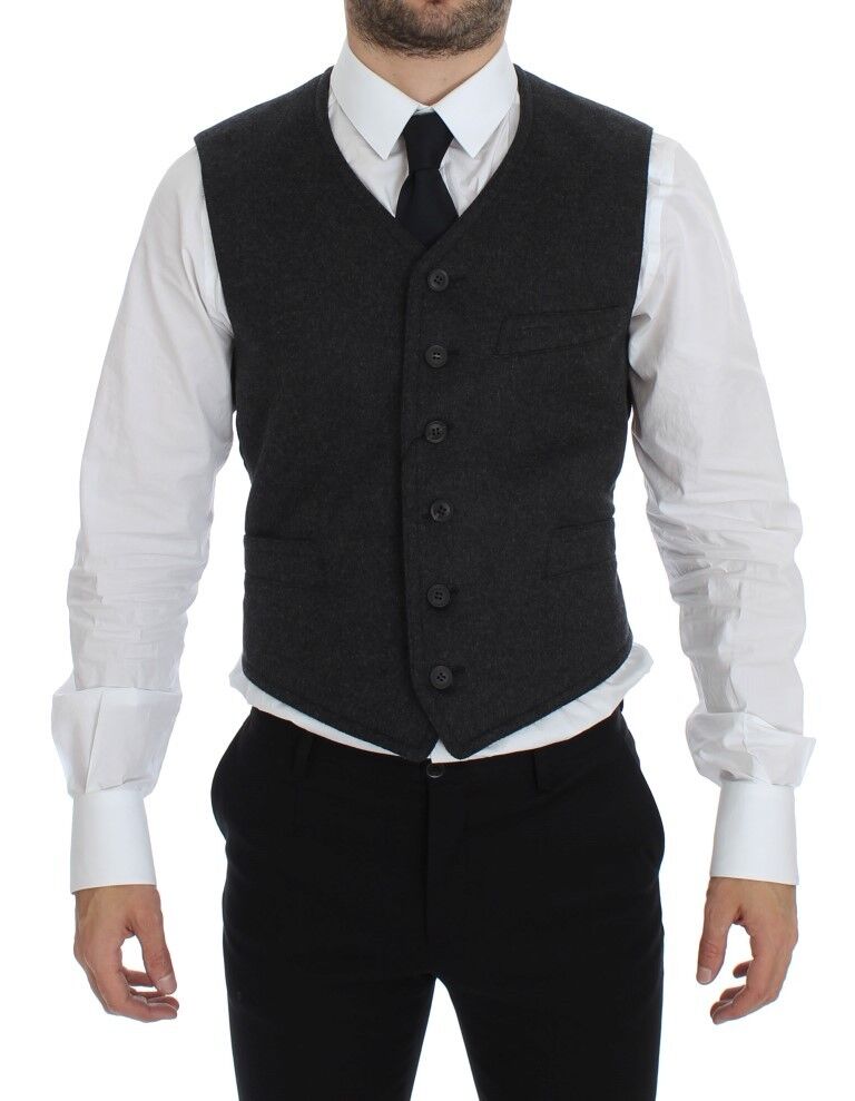 Dolce & Gabbana Gray Wool Blend Vest Gilet Weste Dolce & Gabbana