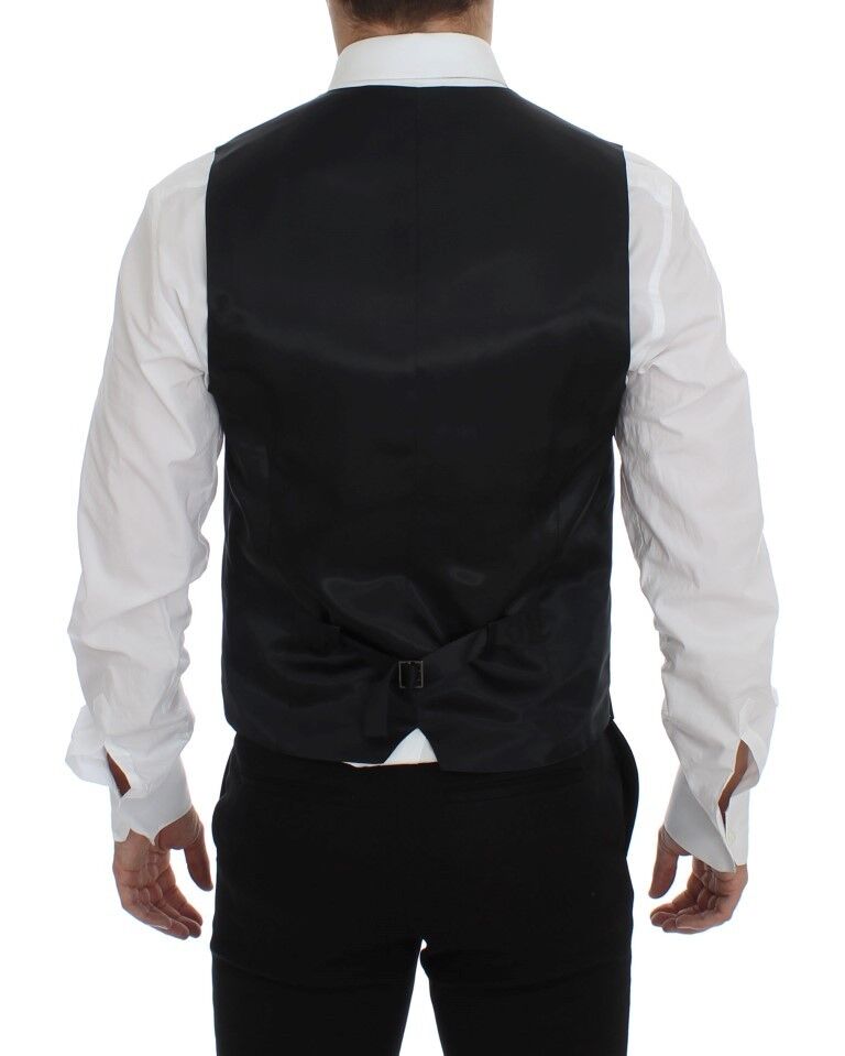 Dolce & Gabbana Gray Wool Silk Dress Vest Gilet Weste Dolce & Gabbana