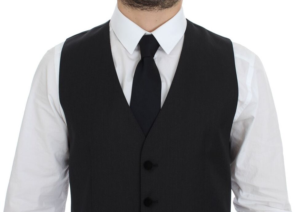 Dolce & Gabbana Gray Wool Formal Dress Vest Gilet Weste Dolce & Gabbana