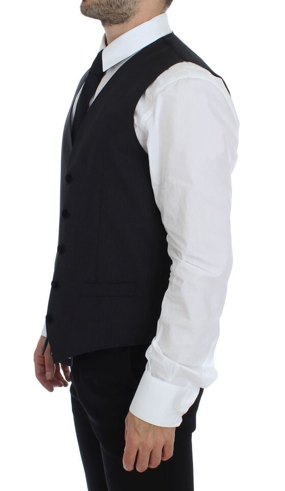 Dolce & Gabbana Gray Wool Formal Dress Vest Gilet Weste Dolce & Gabbana