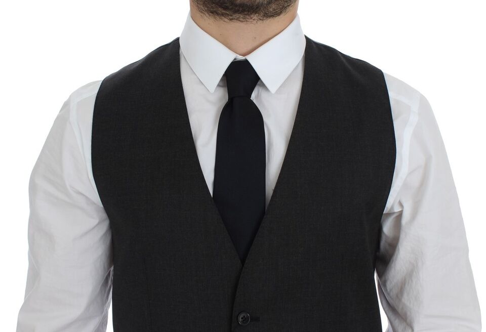 Dolce & Gabbana Gray Wool Formal Dress Vest Gilet Weste Dolce & Gabbana