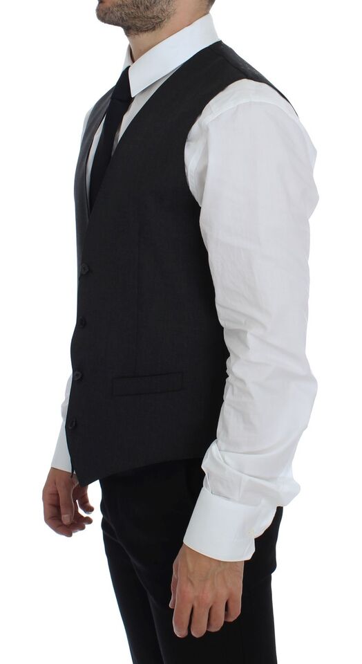Dolce & Gabbana Gray Wool Formal Dress Vest Gilet Weste Dolce & Gabbana