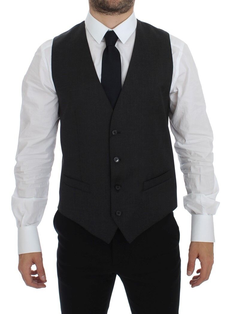 Dolce & Gabbana Gray Wool Formal Dress Vest Gilet Weste Dolce & Gabbana