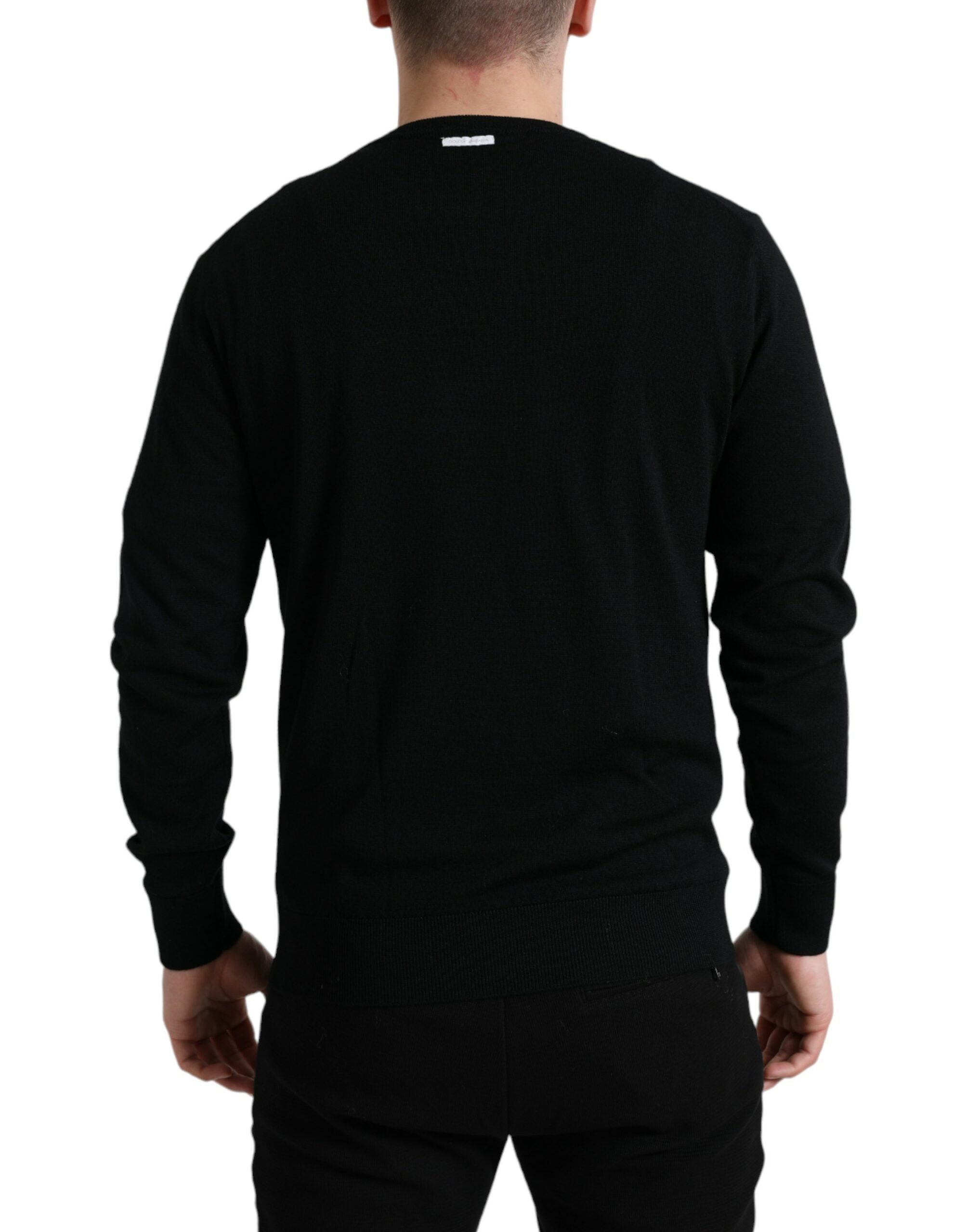 Dolce & Gabbana Black Wool Round Neck Pullover Sweater Dolce & Gabbana