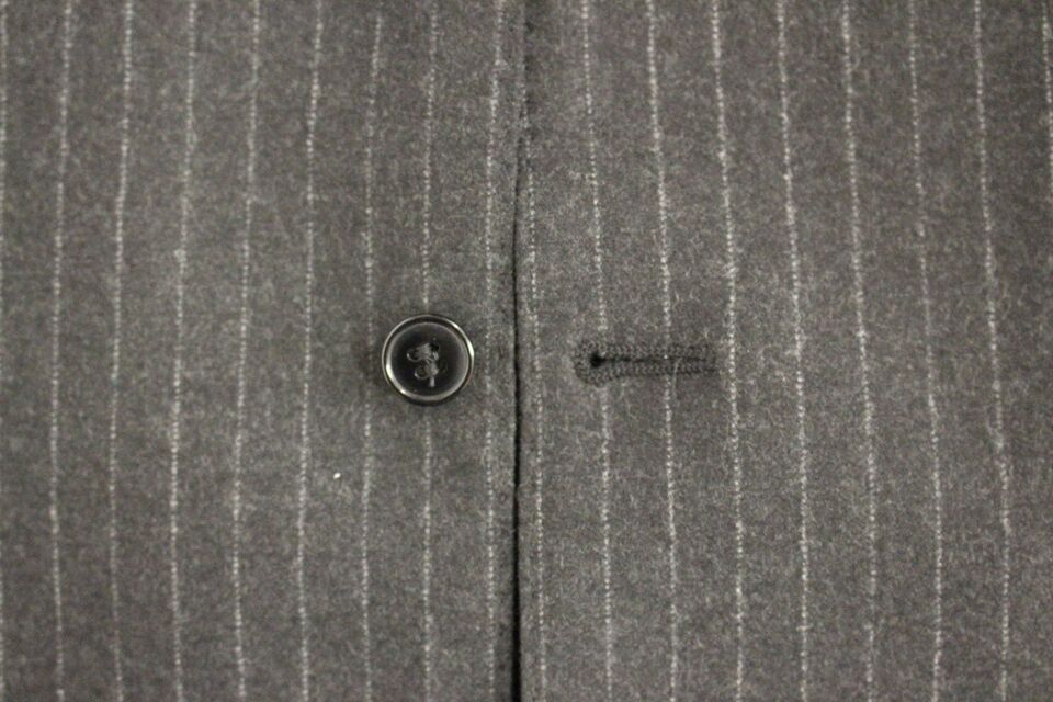 Dolce & Gabbana Gray Striped Wool Logo Vest Gilet Vests Dolce & Gabbana