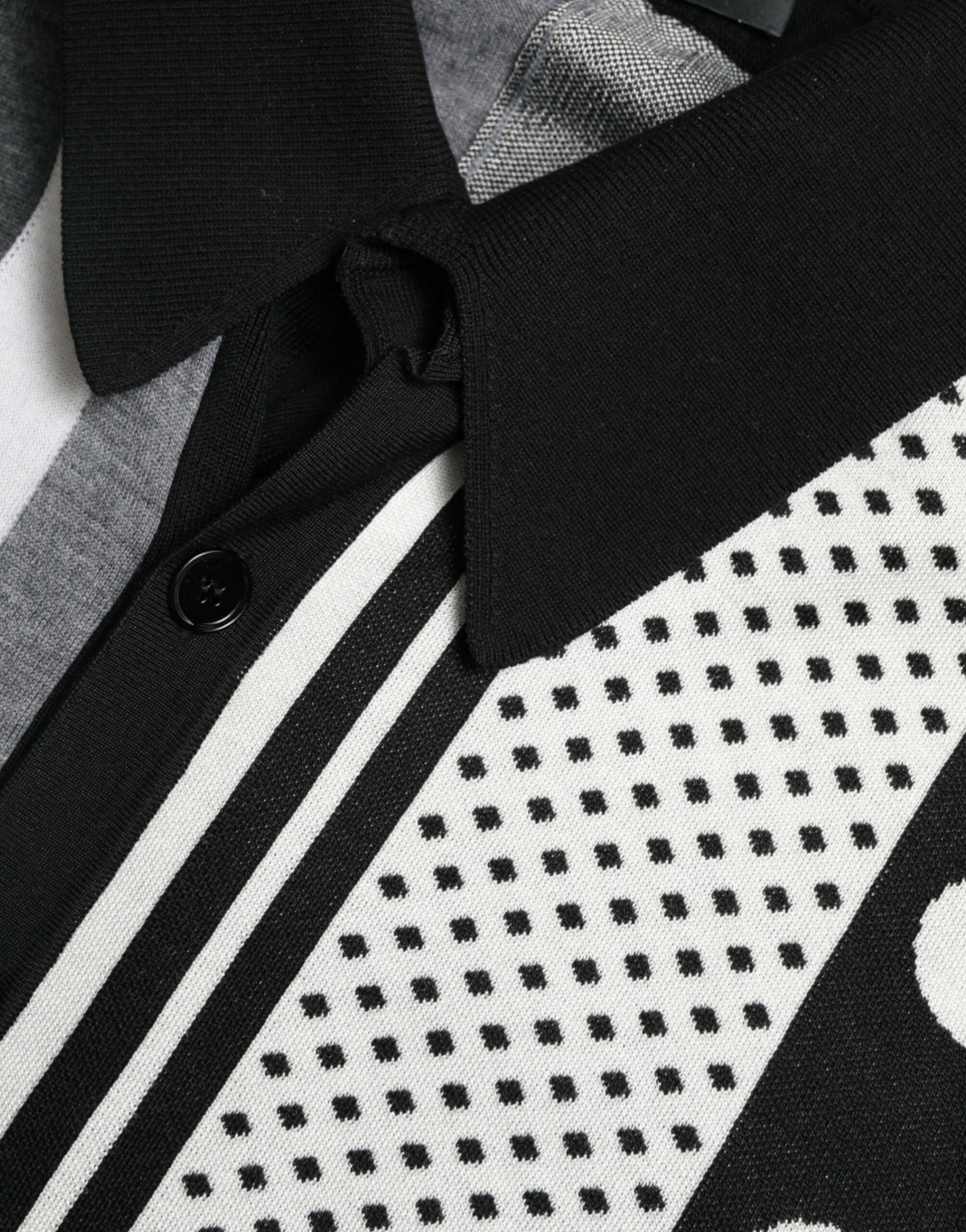 Dolce & Gabbana Black White Jumper Cardigan Polo Sweater Dolce & Gabbana