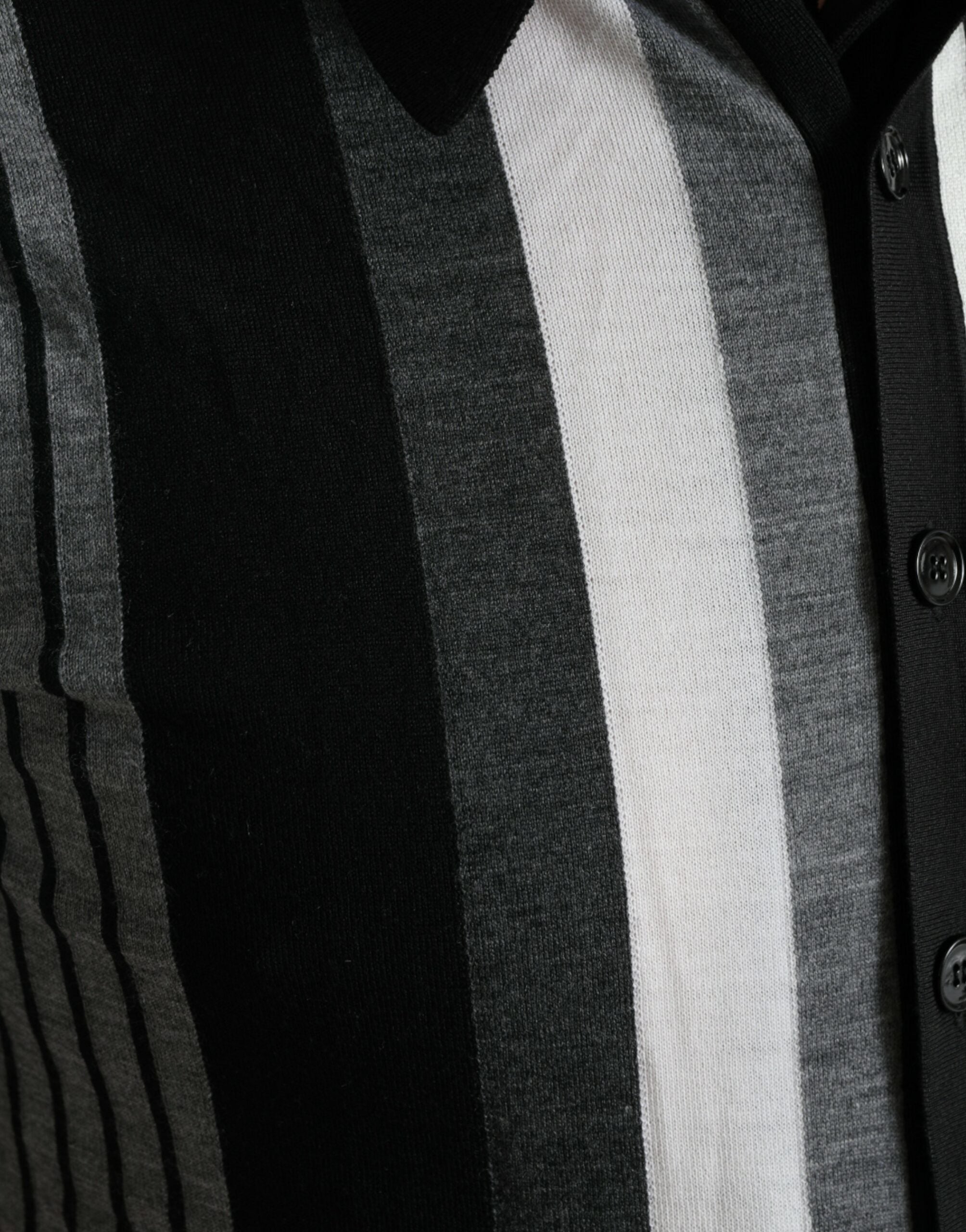 Dolce & Gabbana Black White Jumper Cardigan Polo Sweater Dolce & Gabbana