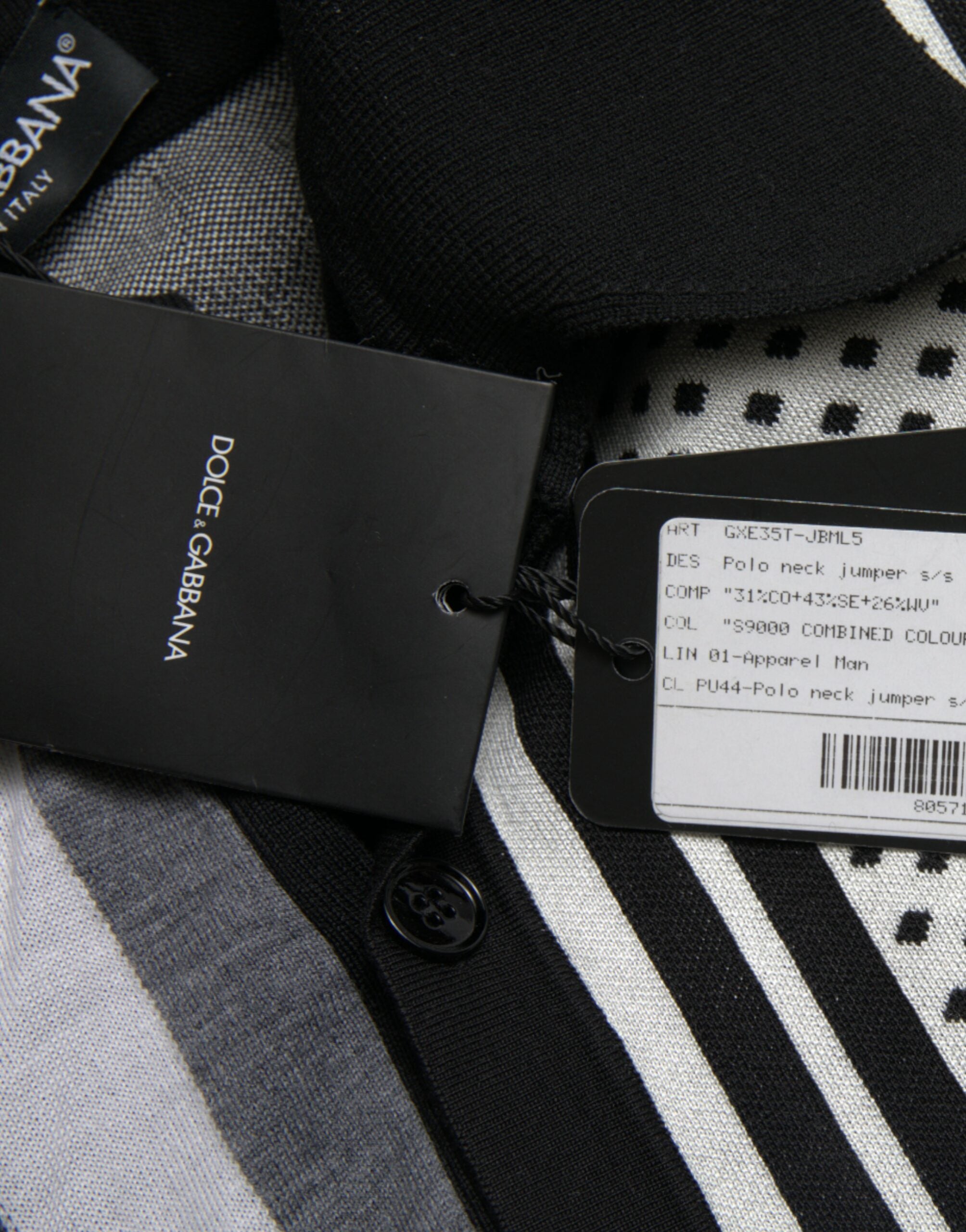 Dolce & Gabbana Black White Jumper Cardigan Polo Sweater Dolce & Gabbana