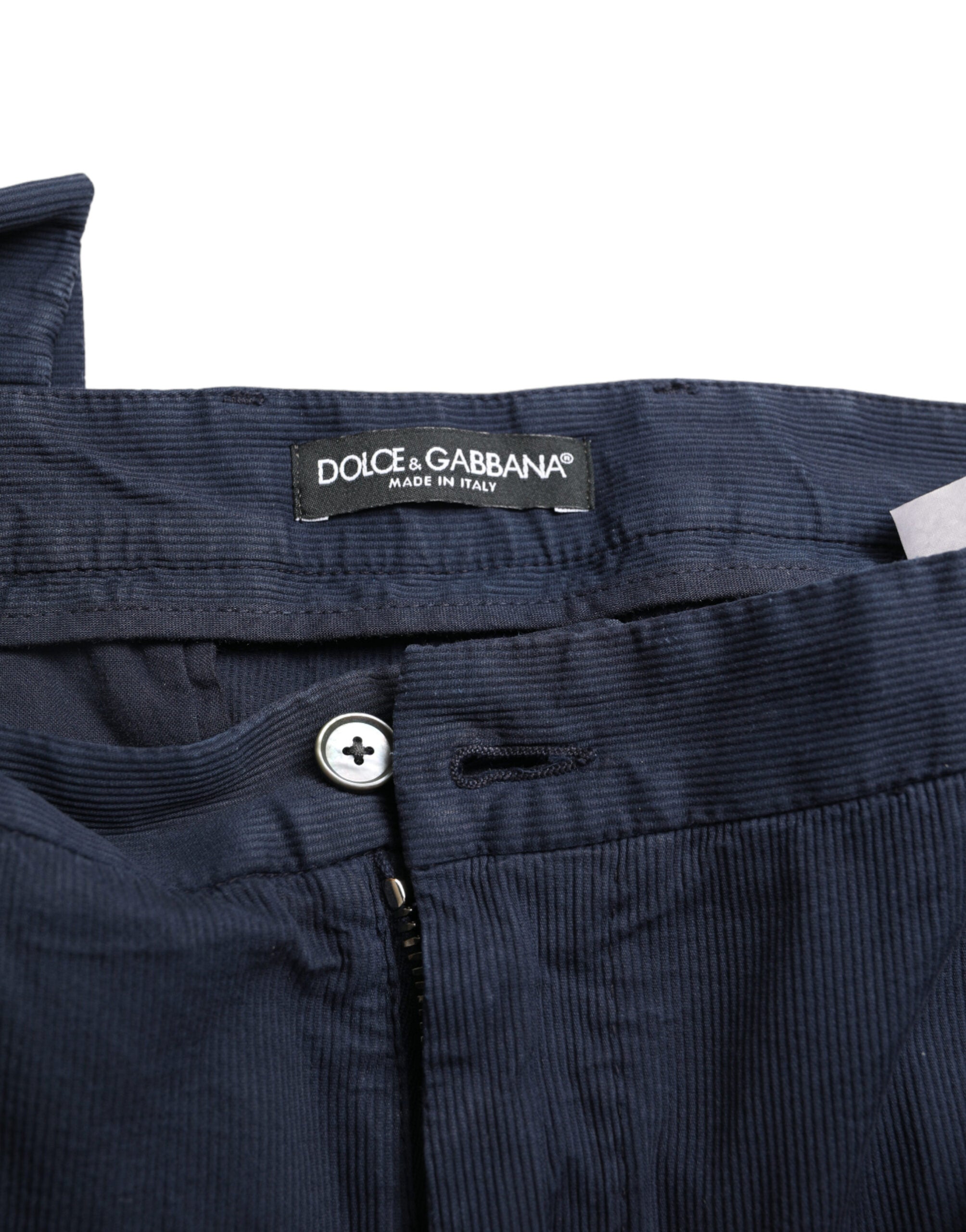 Dolce & Gabbana Dark Blue Cotton Stretch Slim Fit Dress Pants Dolce & Gabbana