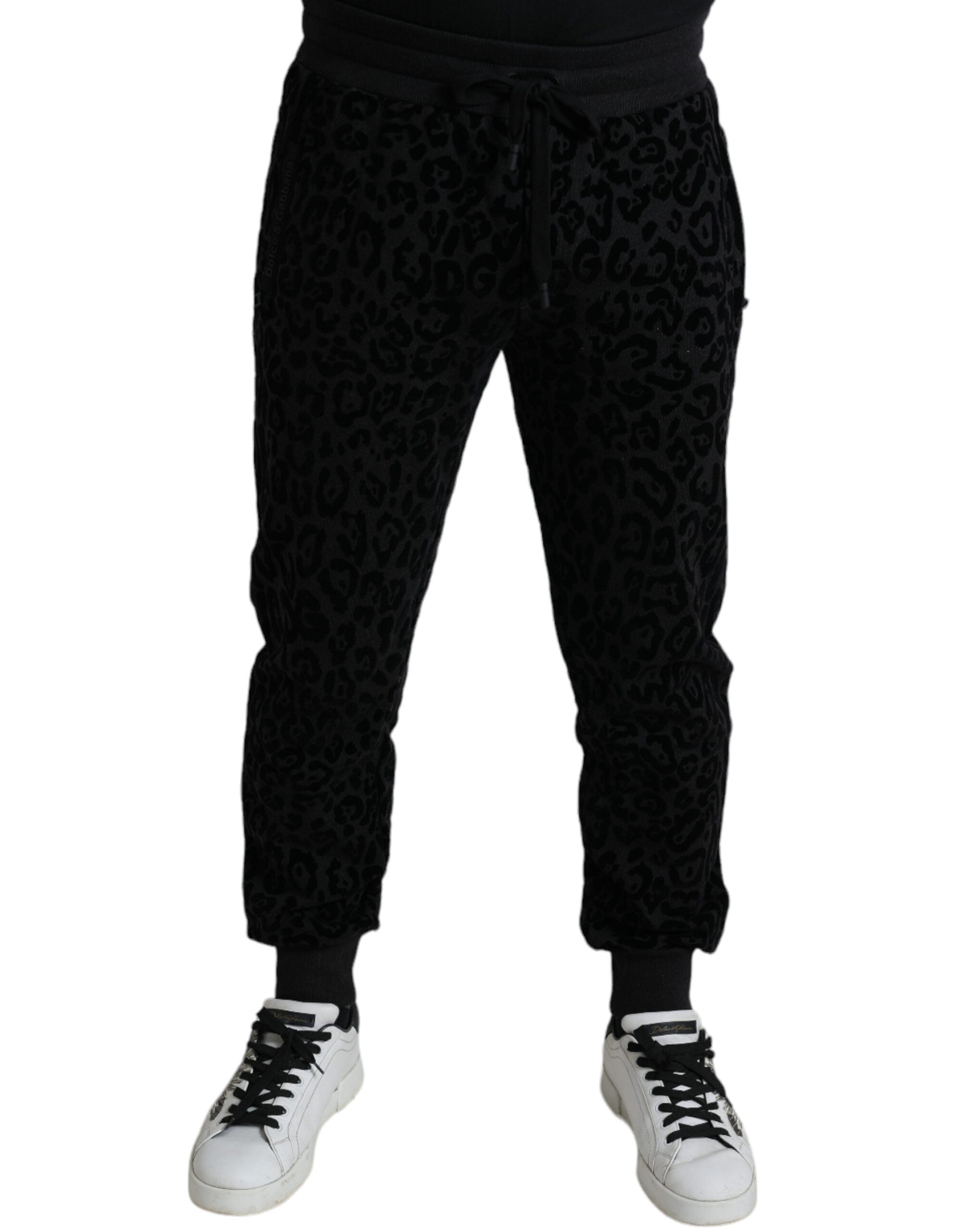Dolce & Gabbana Black Leopard Cotton Slim Fit Jogger Pants Dolce & Gabbana