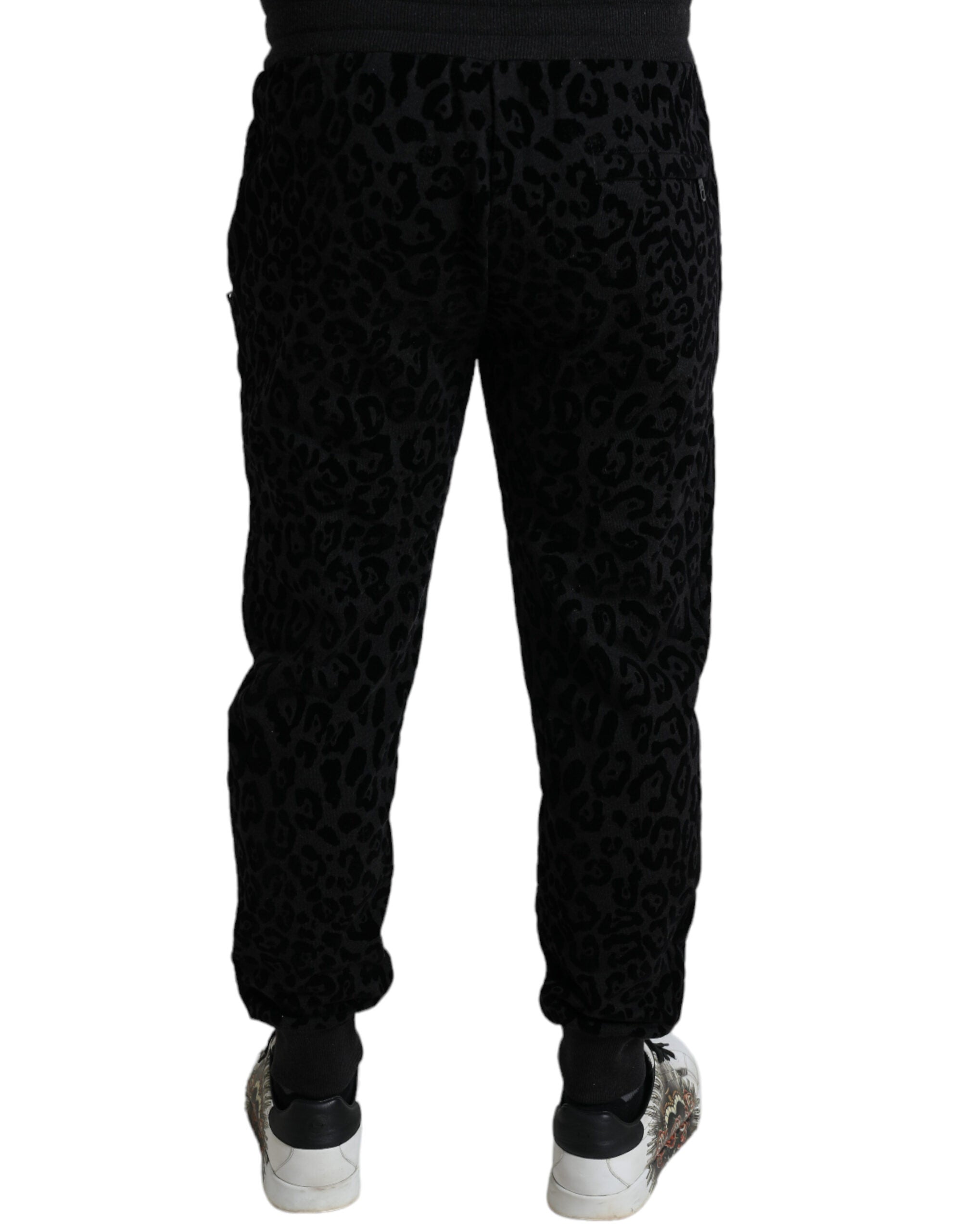 Dolce & Gabbana Black Leopard Cotton Slim Fit Jogger Pants Dolce & Gabbana