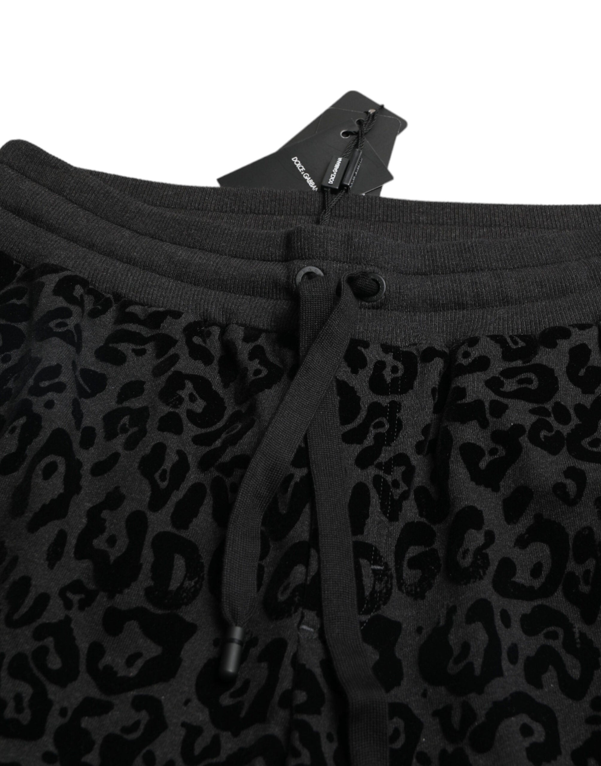 Dolce & Gabbana Black Leopard Cotton Slim Fit Jogger Pants Dolce & Gabbana