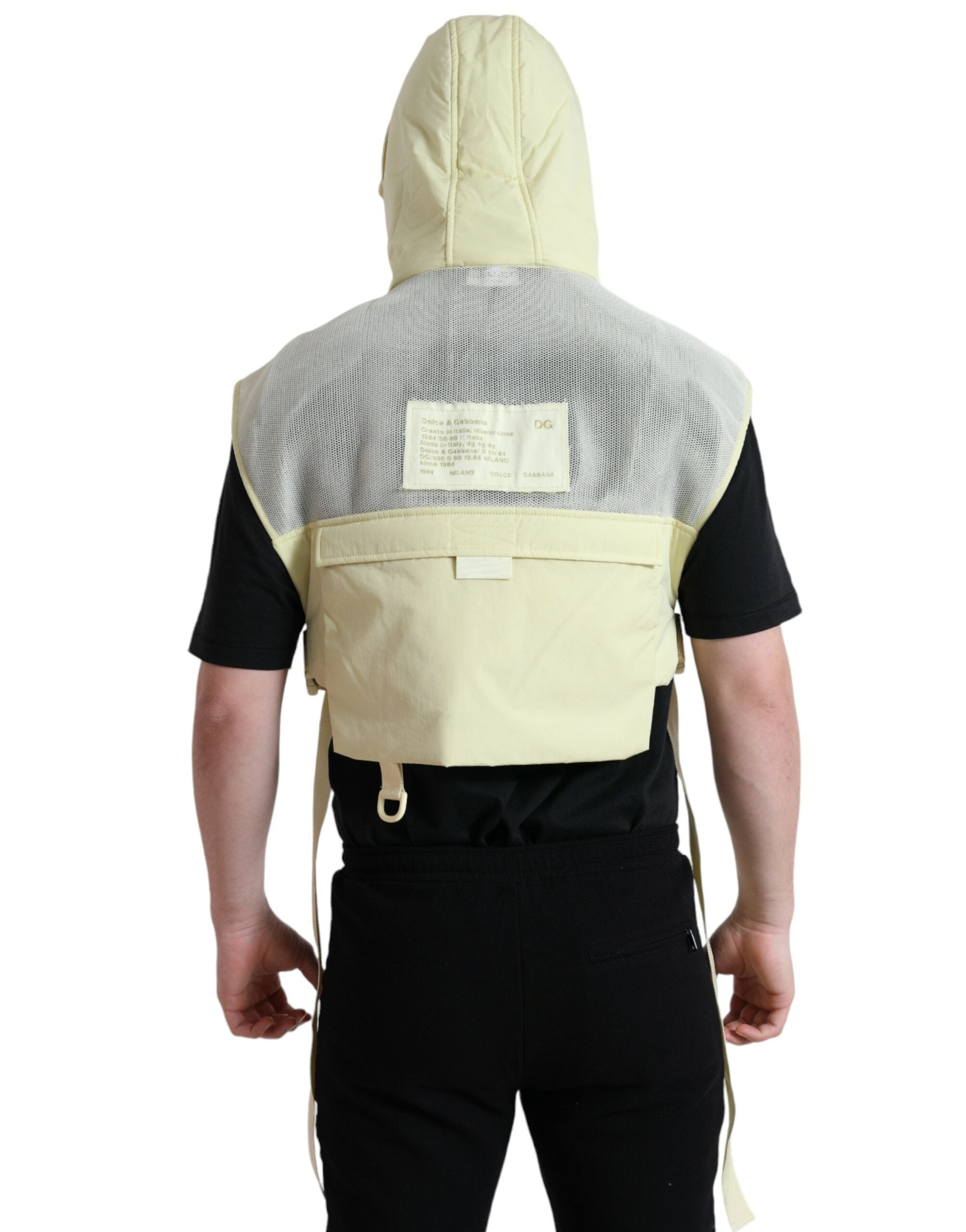 Dolce & Gabbana Yellow Nylon Hooded Sportswear Vest Jacket Dolce & Gabbana