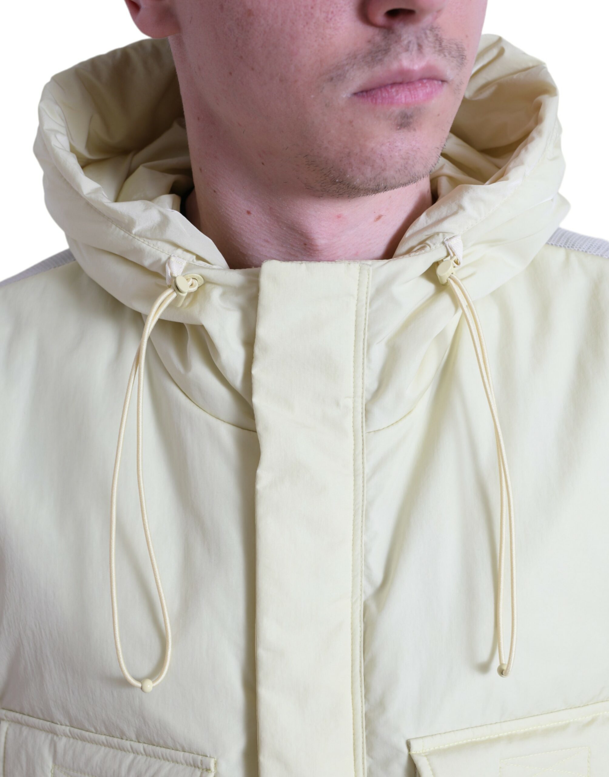 Dolce & Gabbana Yellow Nylon Hooded Sportswear Vest Jacket Dolce & Gabbana