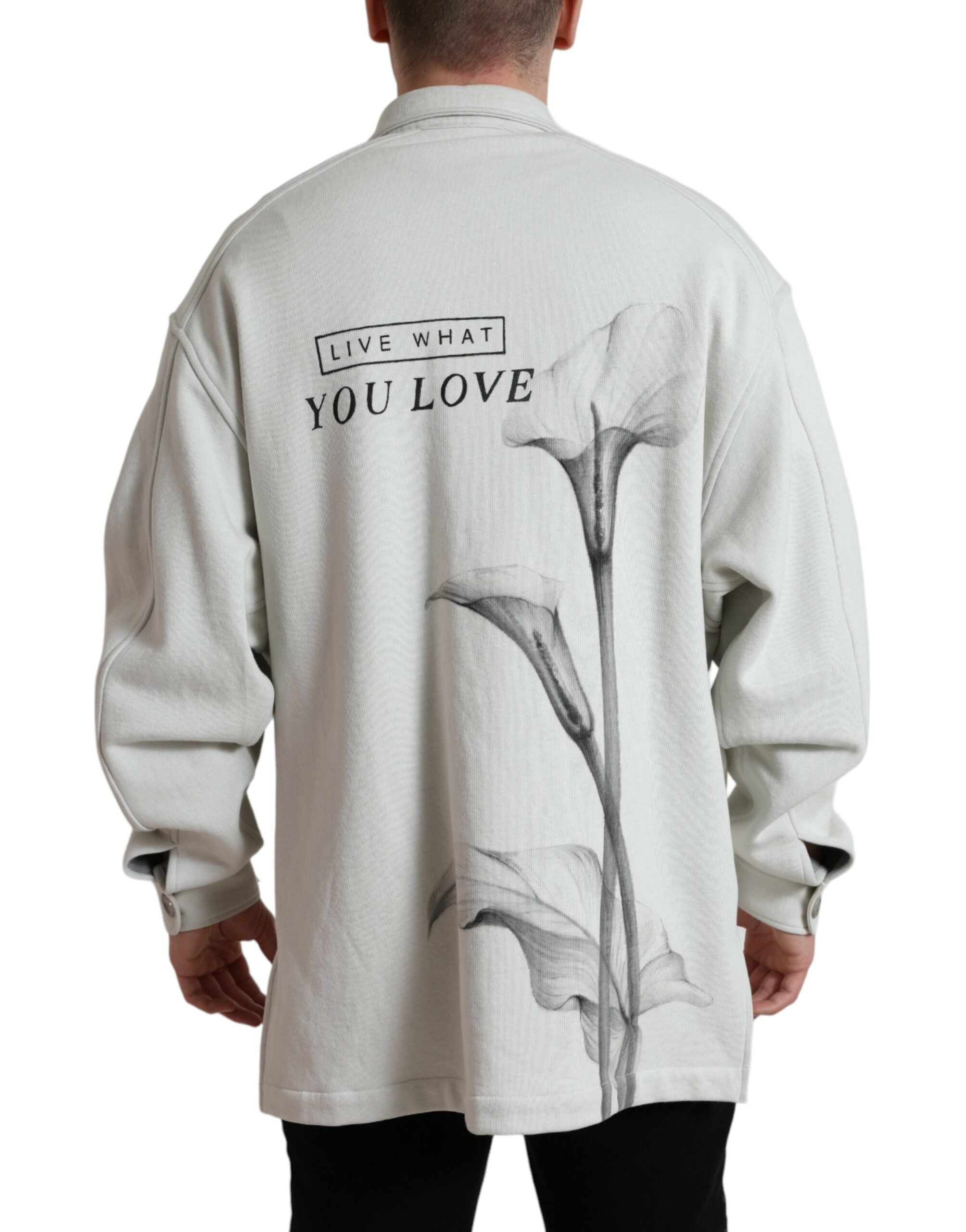 Dolce & Gabbana Grey Cotton Button Down Collared Coat Jacket Dolce & Gabbana
