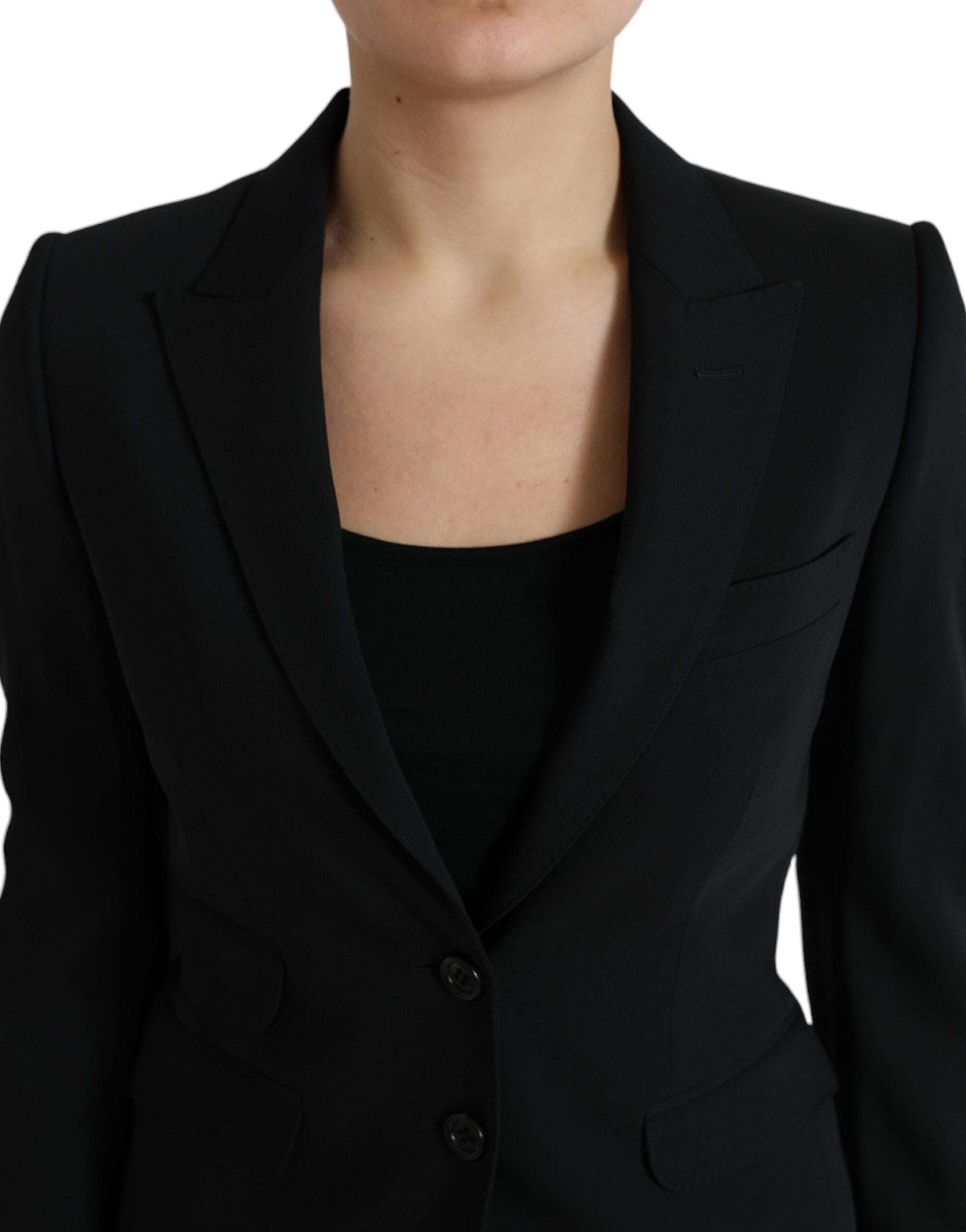 Dolce & Gabbana Black Wool Single Breasted Blazer Coat Jacket Dolce & Gabbana
