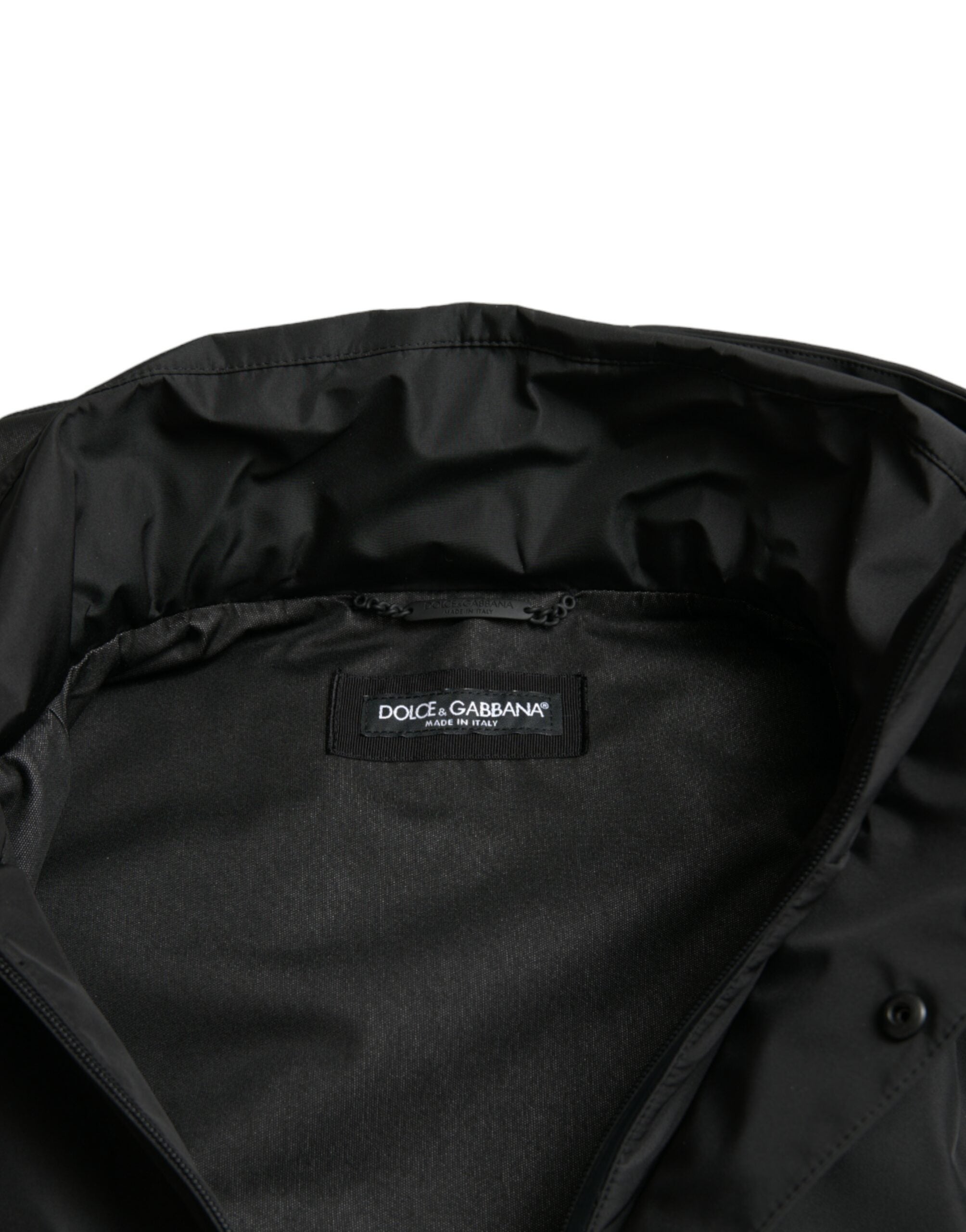 Dolce & Gabbana Black Polyester Logo Plaque Hooded Jacket Dolce & Gabbana