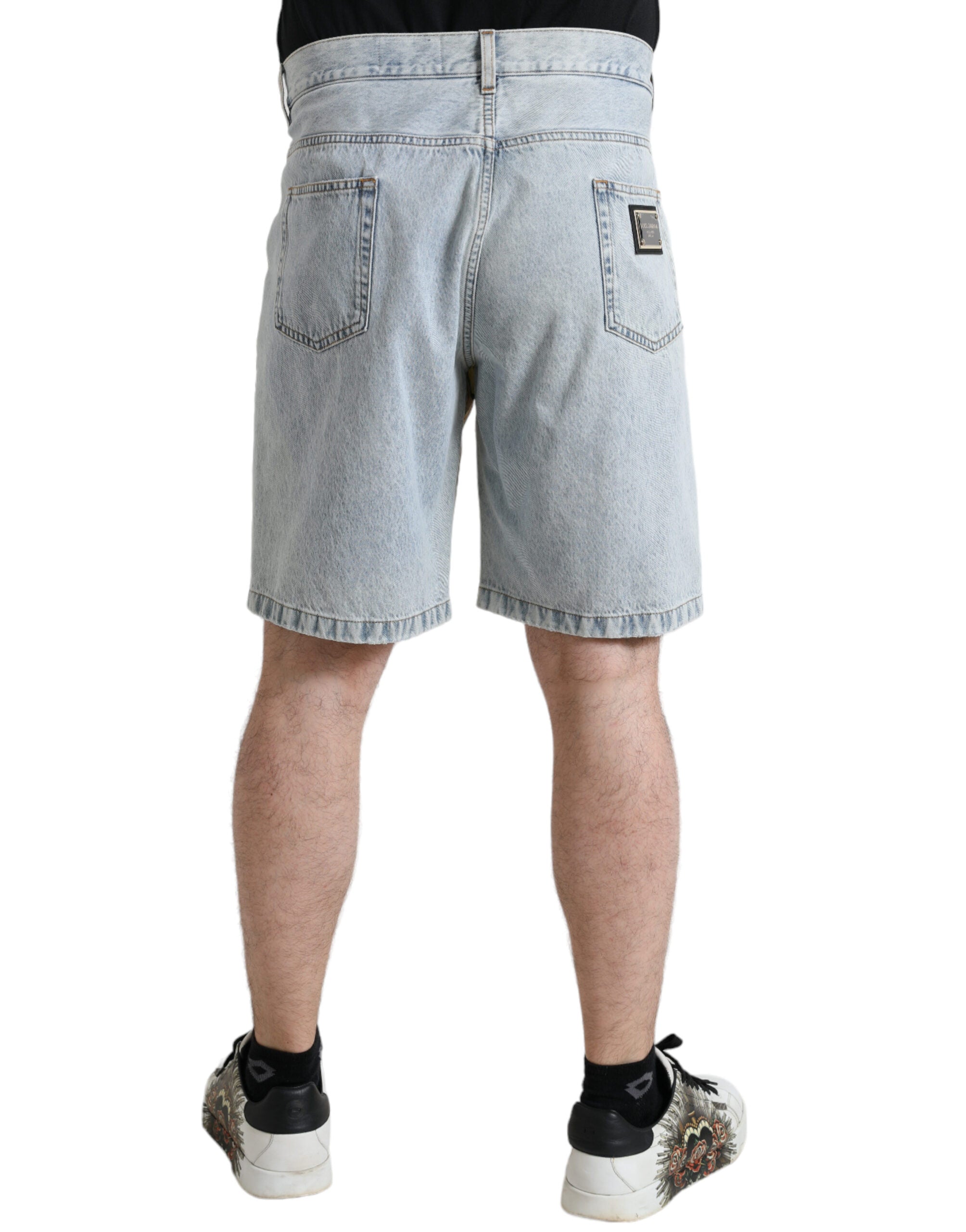 Dolce & Gabbana Multicolor Floral Print Denim Bermuda Shorts Dolce & Gabbana