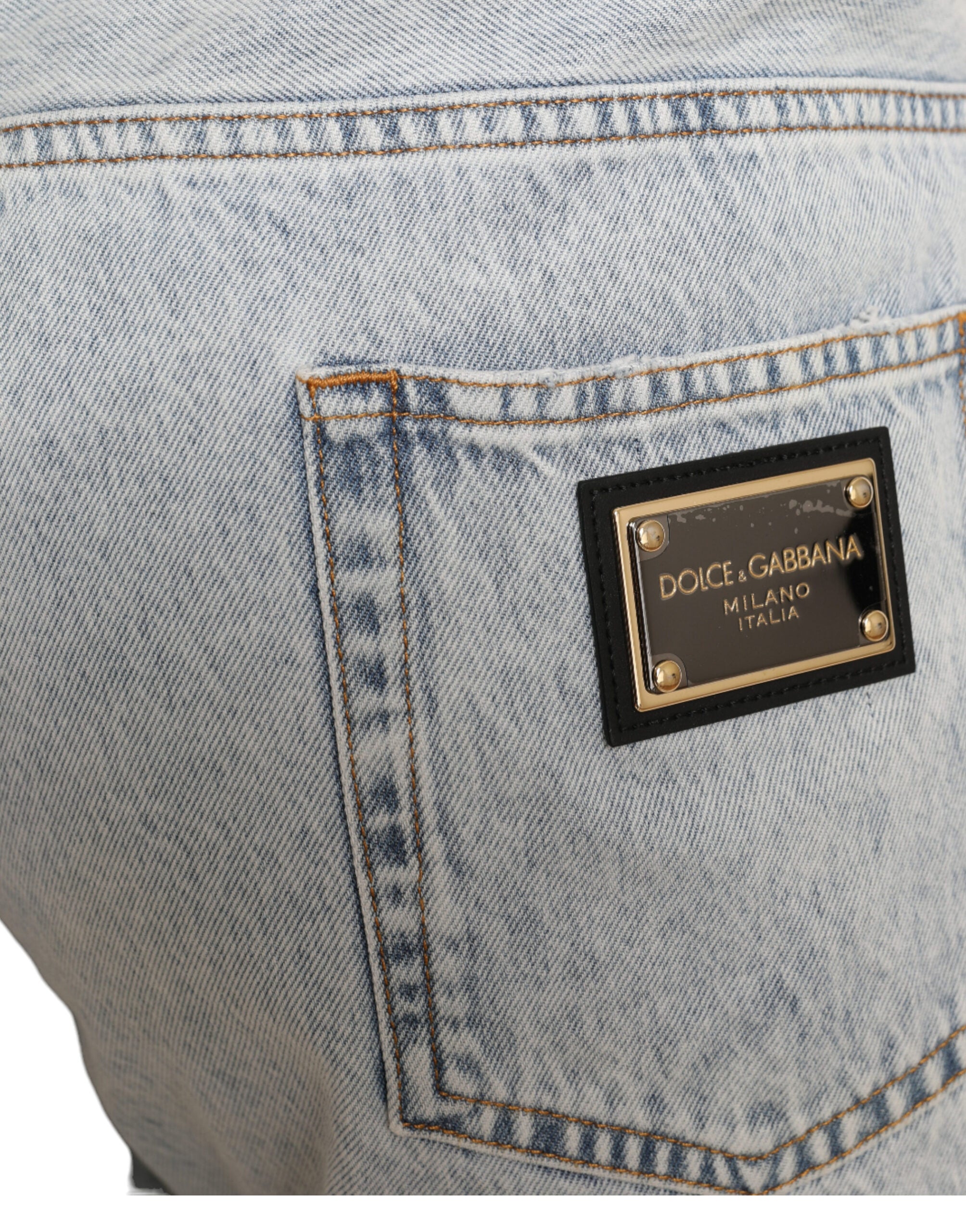 Dolce & Gabbana Multicolor Floral Print Denim Bermuda Shorts Dolce & Gabbana
