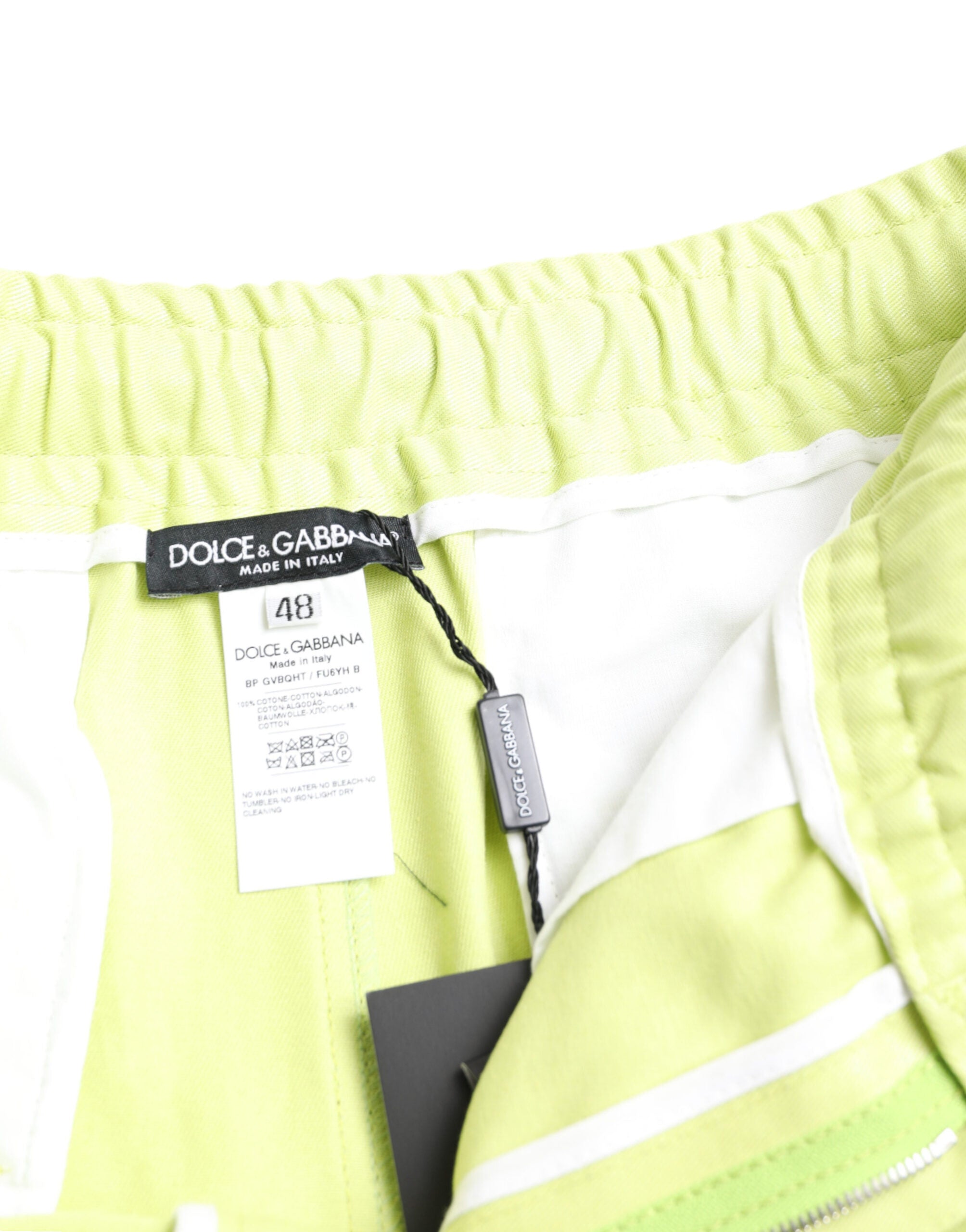 Dolce & Gabbana Light Green Cotton Men Cargo Bermuda Shorts Dolce & Gabbana