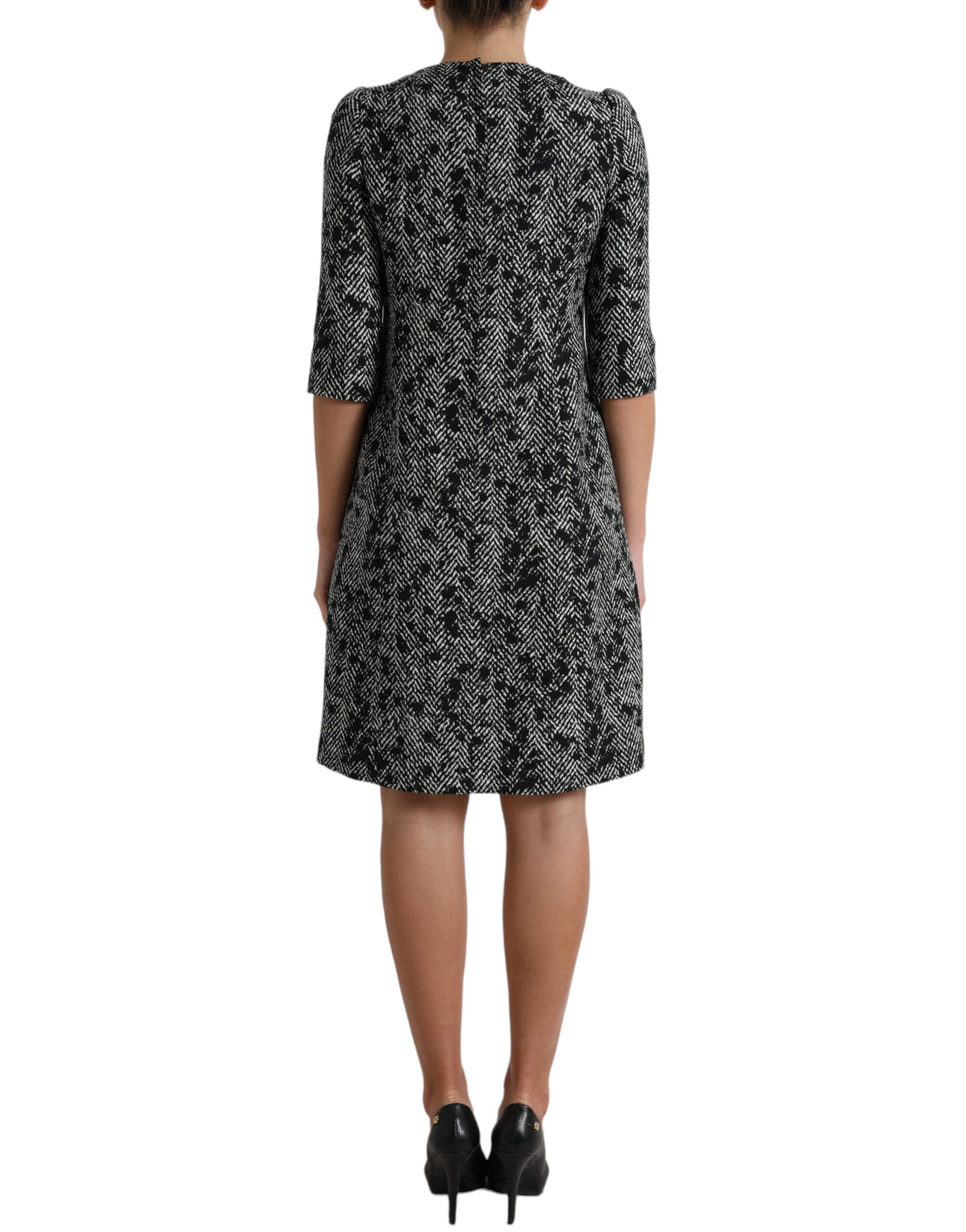 Dolce & Gabbana Black Chevron Polyester Shift Mini Dress Dolce & Gabbana
