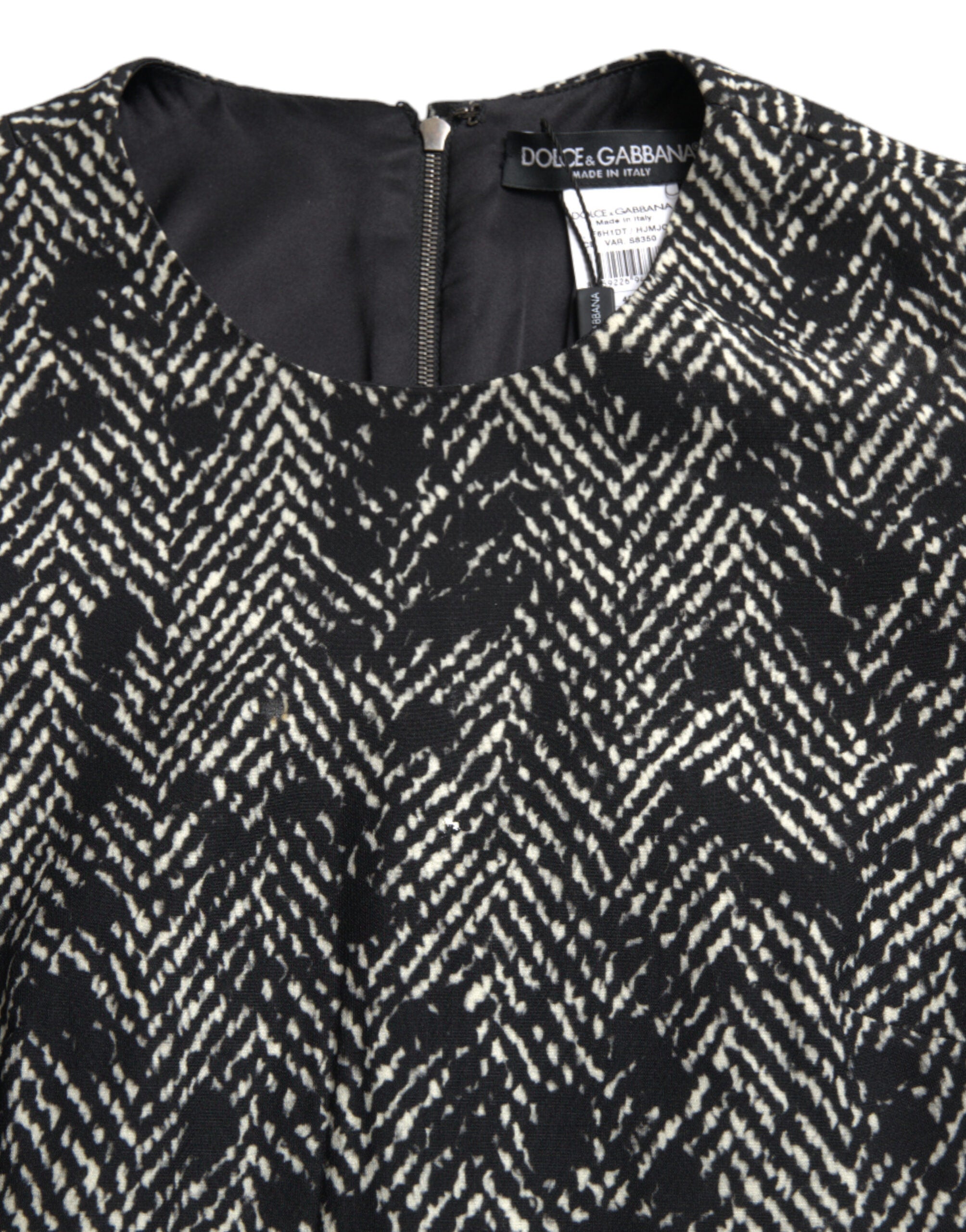Dolce & Gabbana Black Chevron Polyester Shift Mini Dress Dolce & Gabbana
