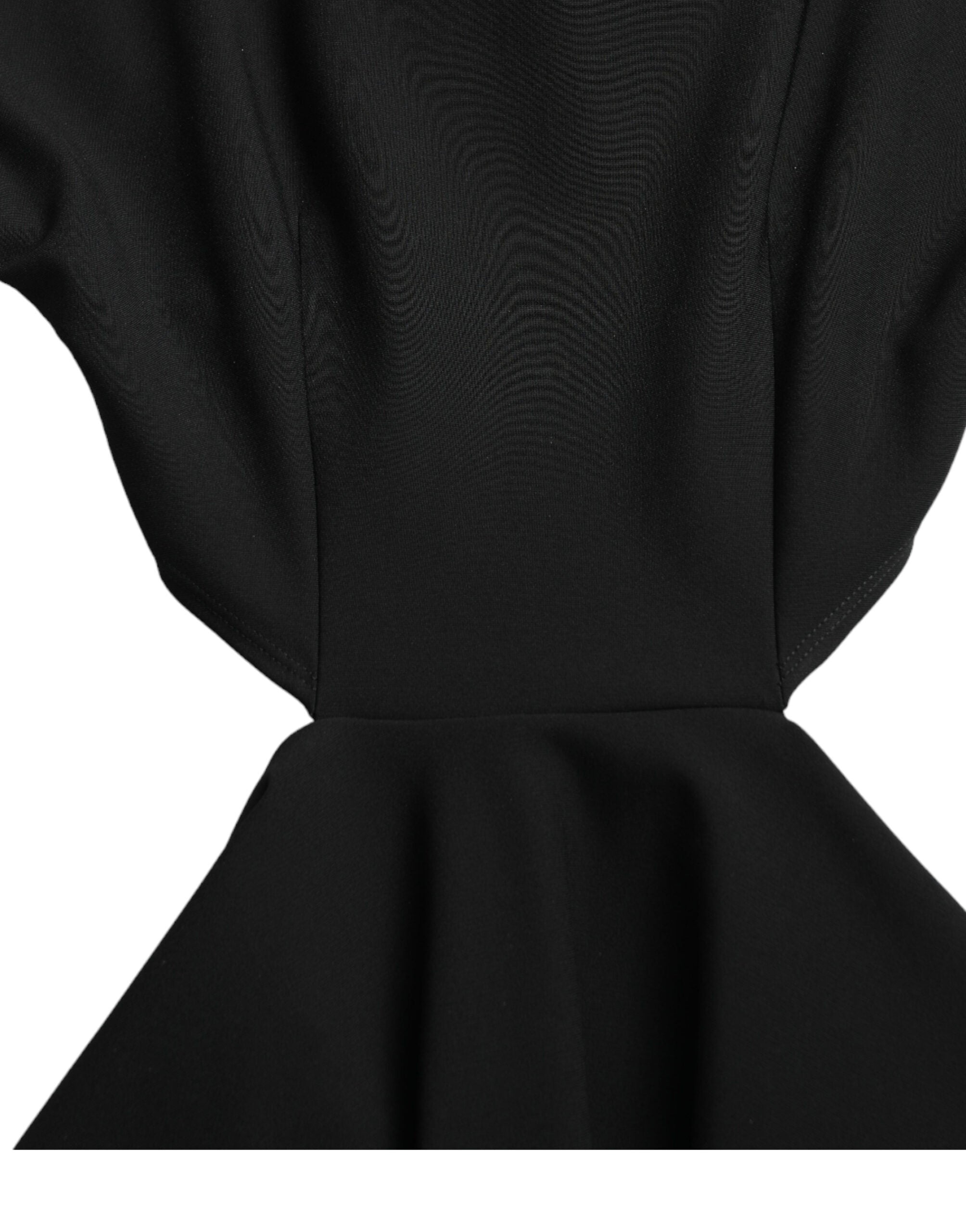 Dolce & Gabbana Black Viscose Cut Out A-line Long Sleeves Mini Dress Dolce & Gabbana